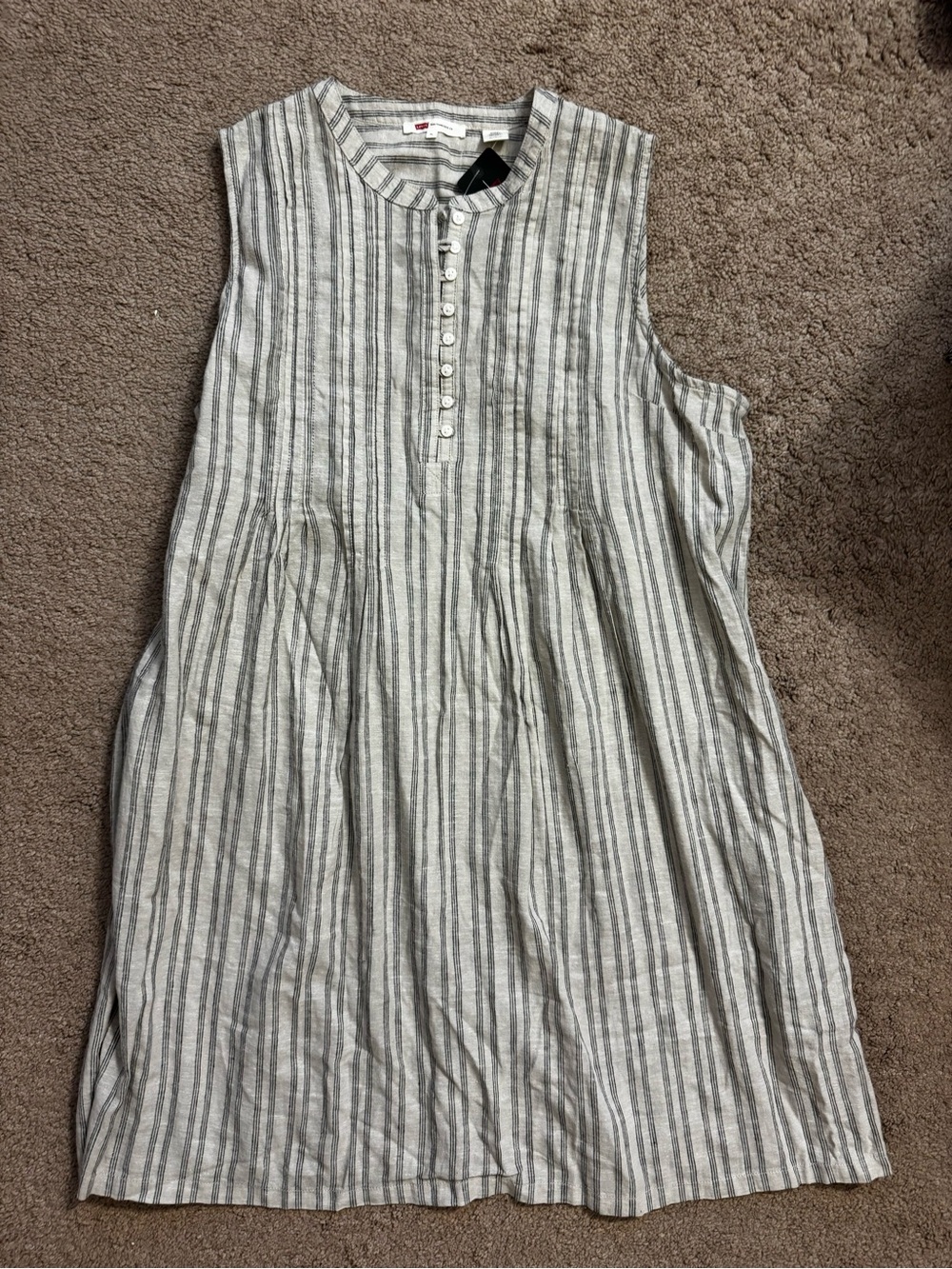Levi's Striped Linen Dress in Natural and Gray